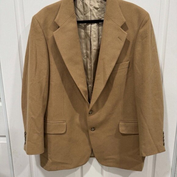 Oscar de la Renta Mens Brown Camel? Tan Sport Coat Blazer Jacket 44R - Picture 5 of 9